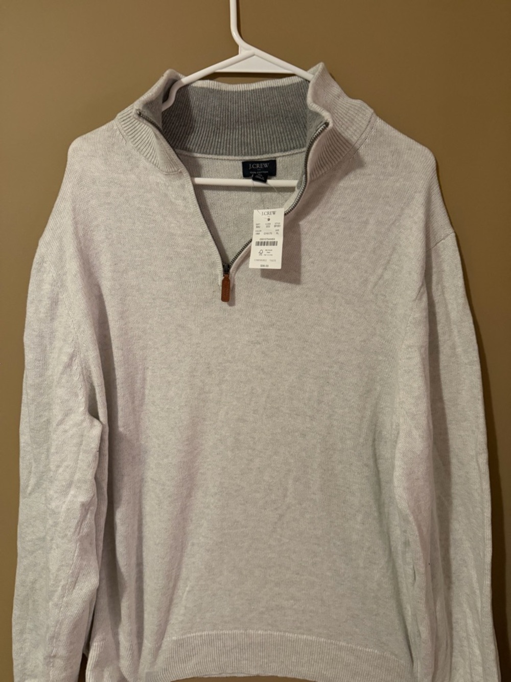 J. Crew Men's Light Gray Half-Zip Sweater